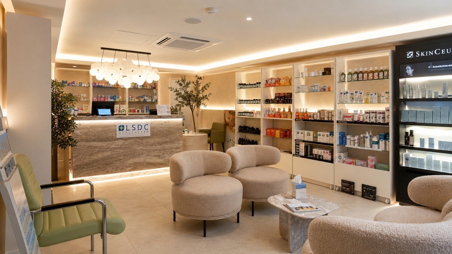 Reception and patient waiting area at LSDC Healthcare in the City of London